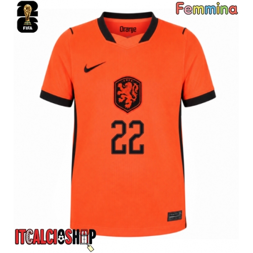 Paesi Bassi Denzel Dumfries #22 Prima Maglia Femmina Mondiali 2026 Manica Corta